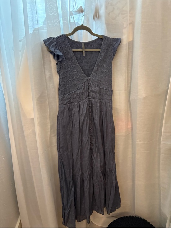 Anthropologie Dresses & Skirts - Anthropologie Smocked V-Neck Maxi Dress in Slate Blue